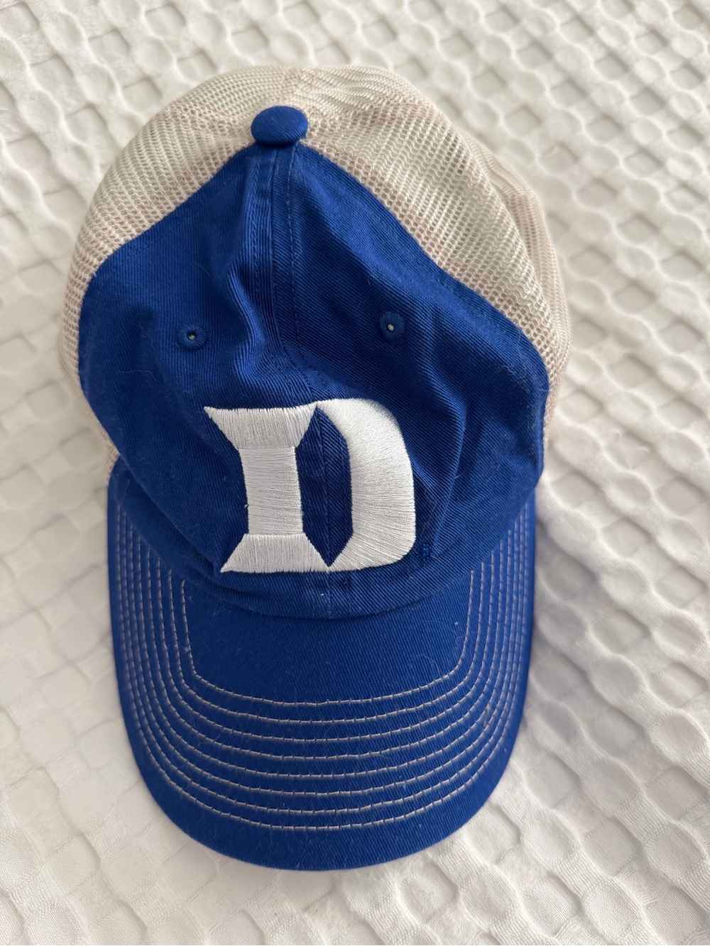 Duke University Blue and White Mesh Baseball Cap with Embroidered 'D'